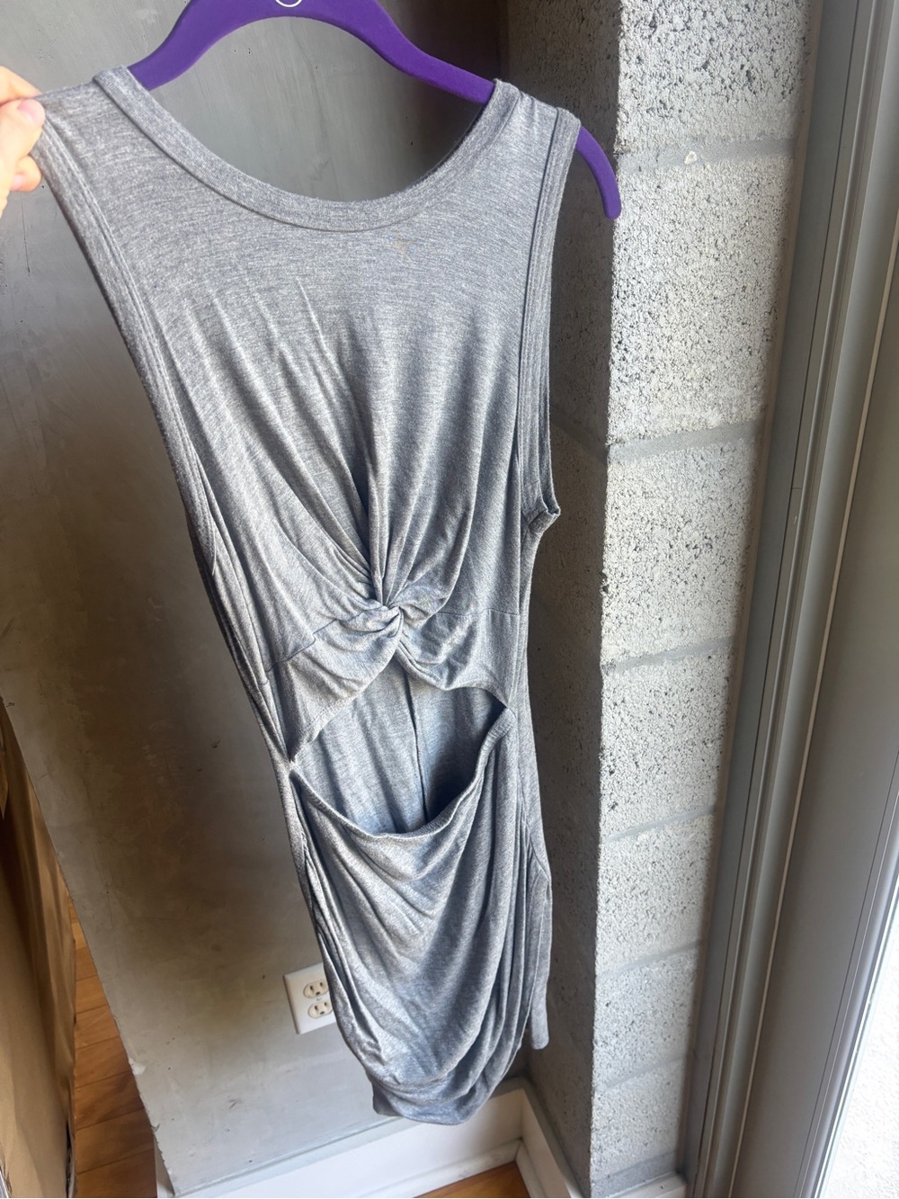 Gray Twist-Front Cutout Tank Dress